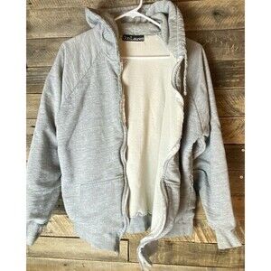 Vtg Jon Lauren Size 46" Chest Gray Thermal Lined Full Zip Hoodie